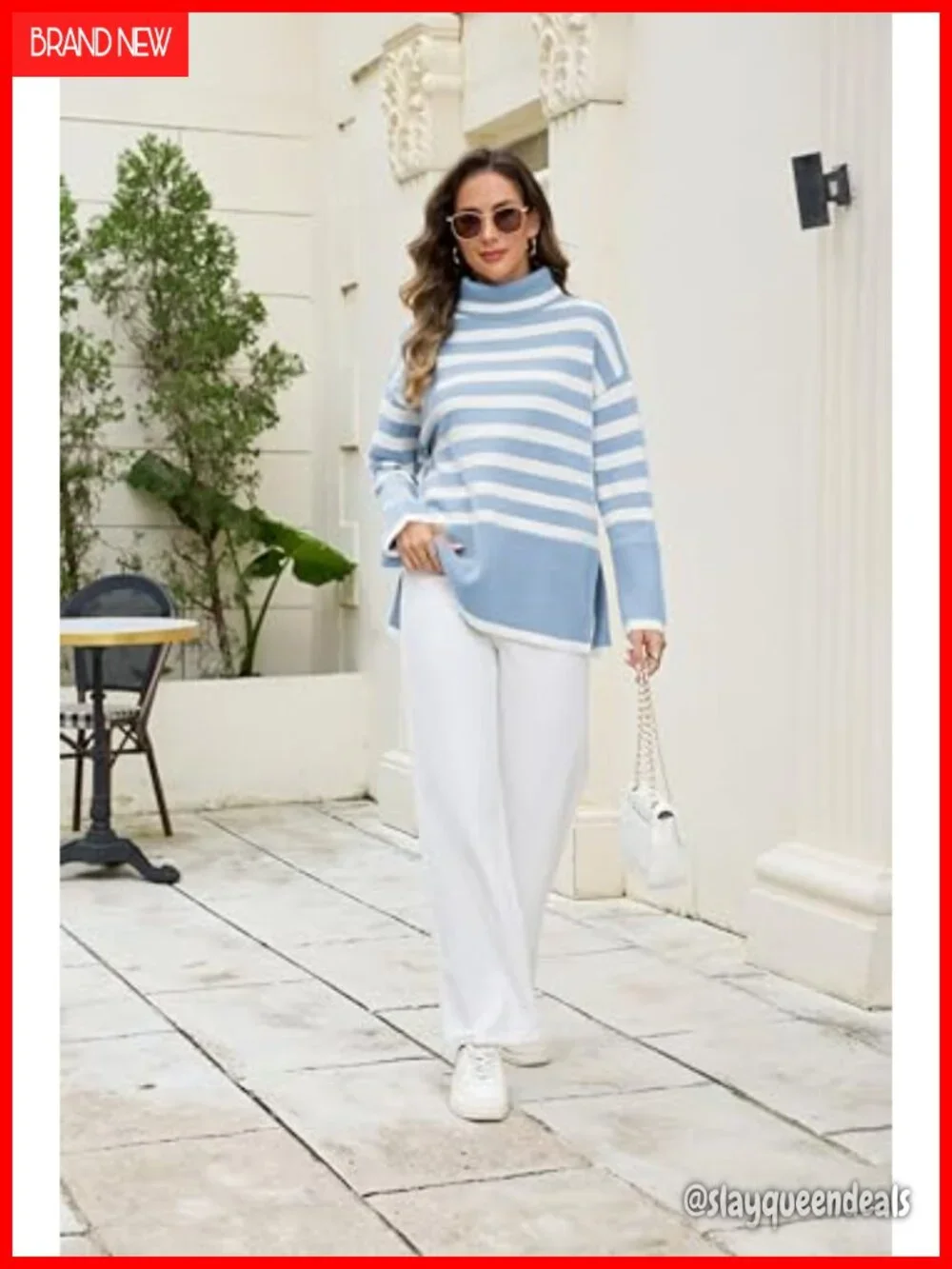 Women Oversized Cable Knit Turtleneck Pullover Sweater